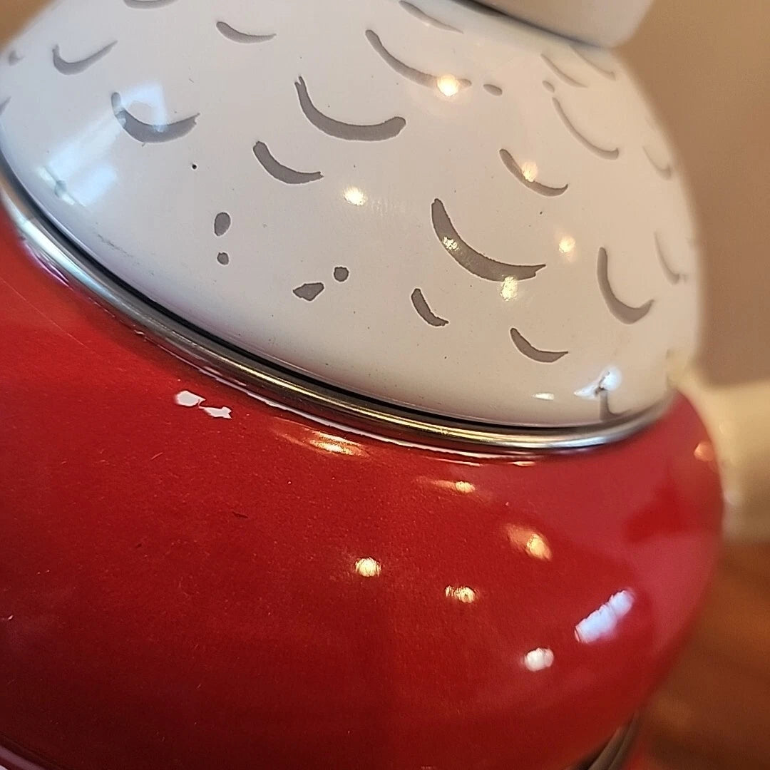 Vintage Santa Claus Enamel Whistling Tea Pot Kettle Holiday 3 Quart Christmas