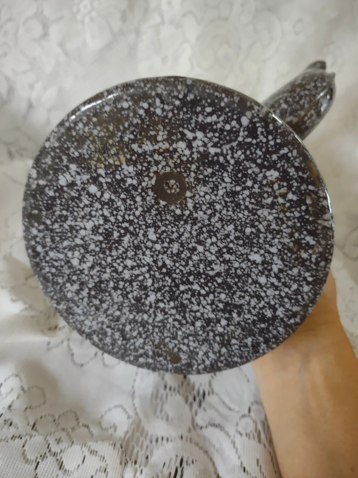 Nice Vintage Grey Speckled Enamel Coffee/Tea Pot