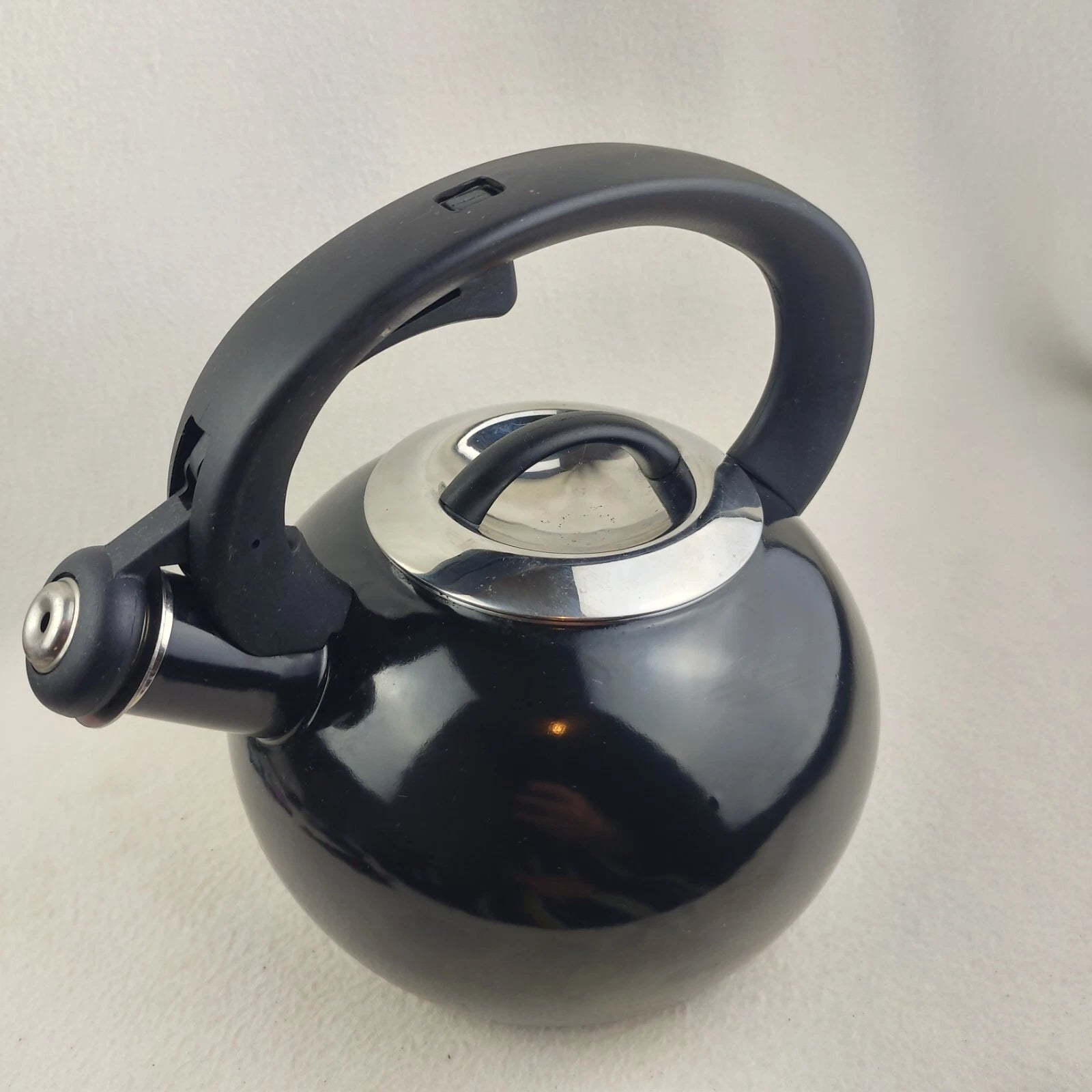 Whistling Tea Pot Kettle Black Enamel with Lid Large Unbranded