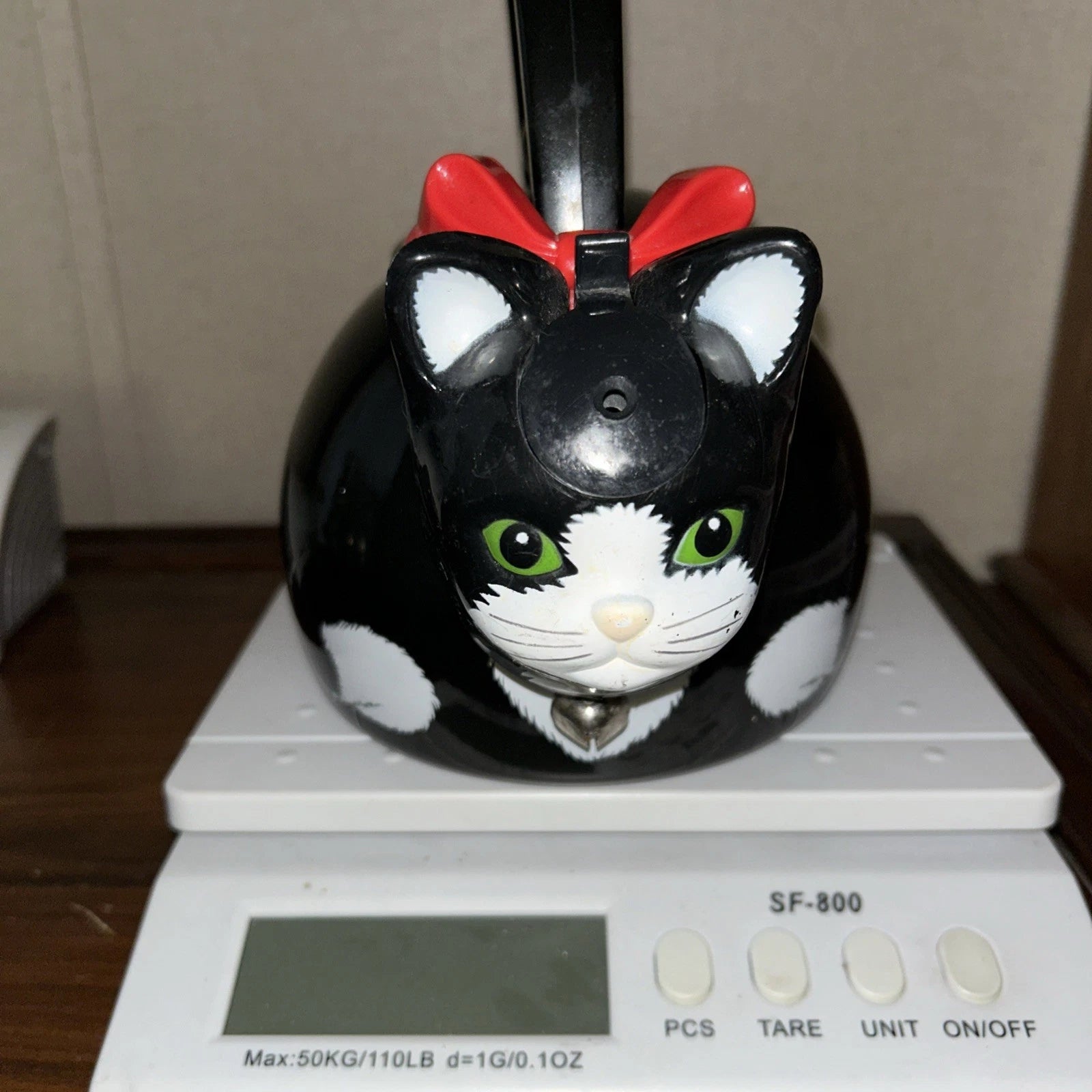 Vintage Ancona Kitty Cat Bow Tea Kettle Teapot 90s Black And White