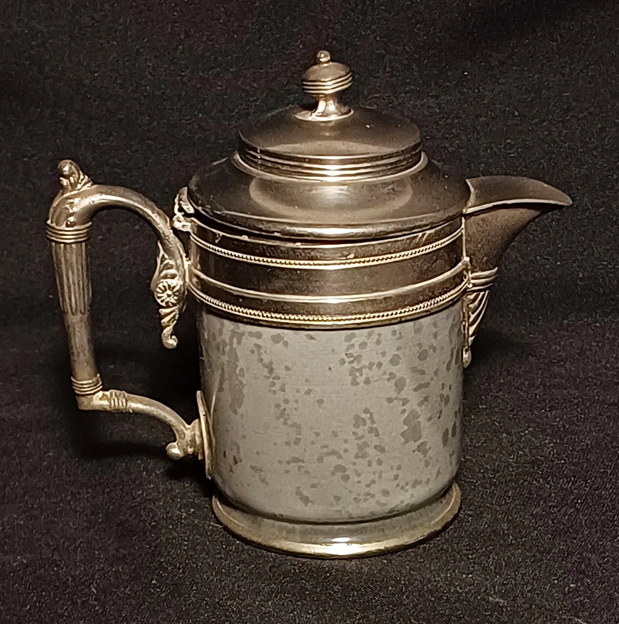 Antique Manning Bowing Gray Graniteware Enamelware Pewter Tea Coffee Set
