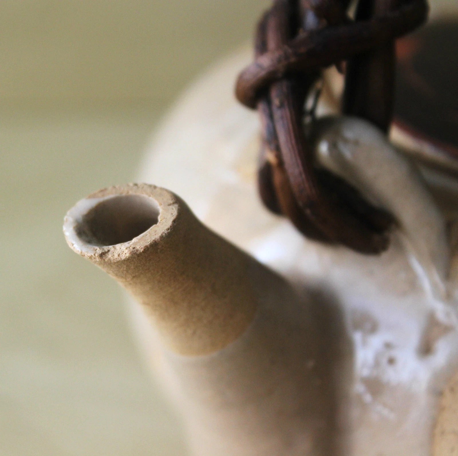 Vtg Asian Chinese Japanese Ceramic Clay Enameled Flat Teapot Kettle Raku Ware?