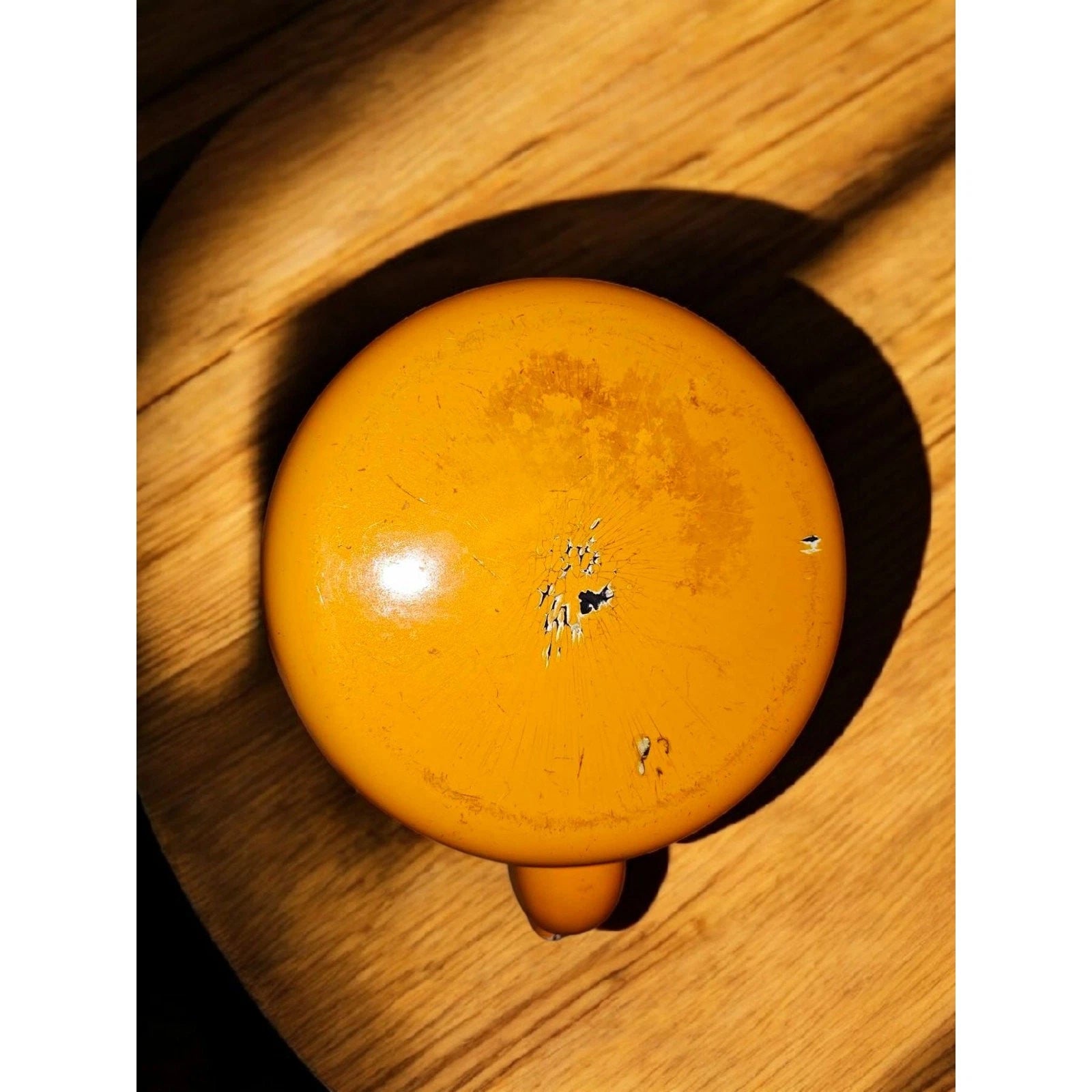 Vintage Honey Your Life Series Charm Pot Orange Enamel Tea Pot w Wood Handle