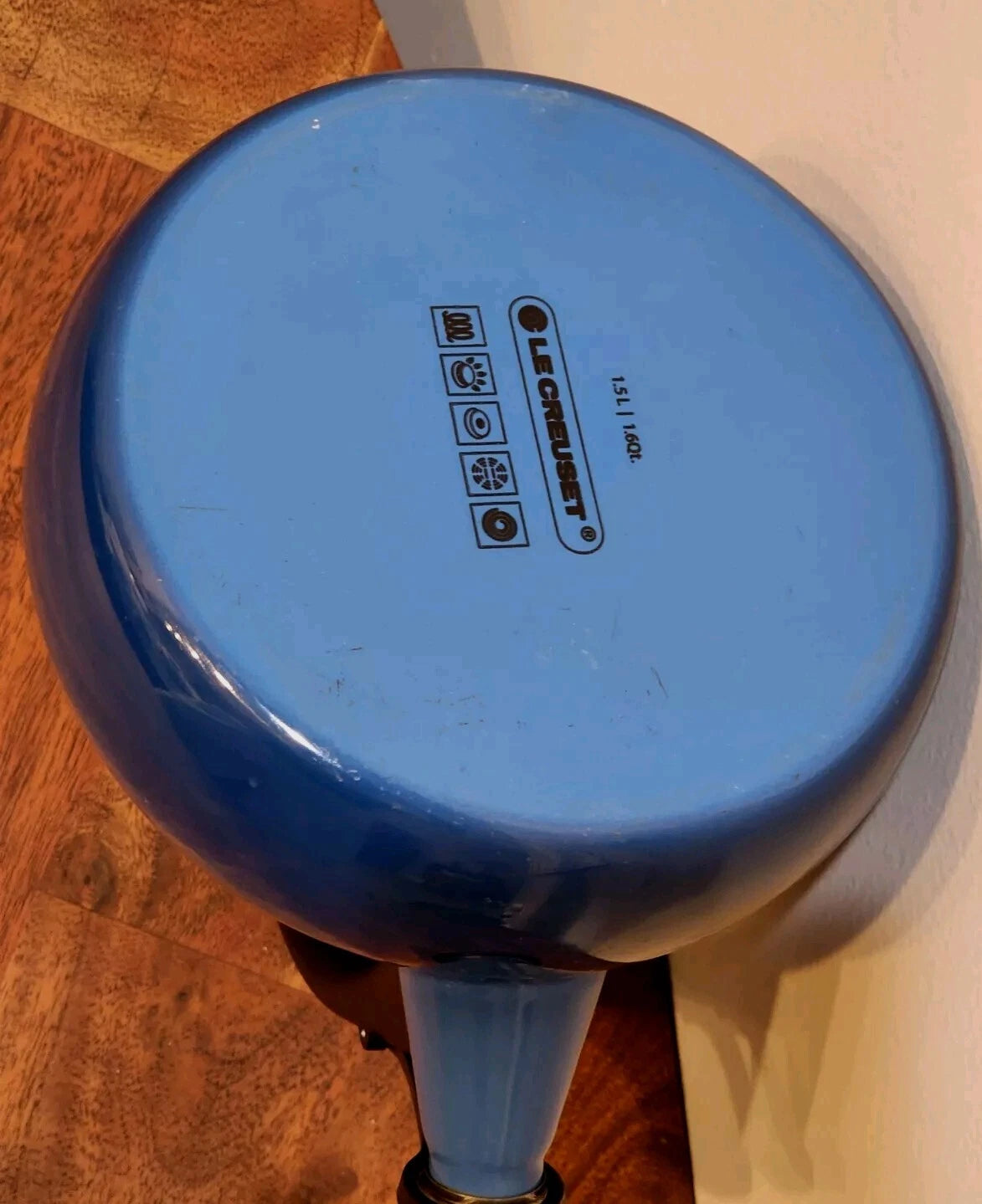 Le Creuset Blue Enamel On Steel Oolong Whistling Tea Kettle 1.6 qt Superb Condit