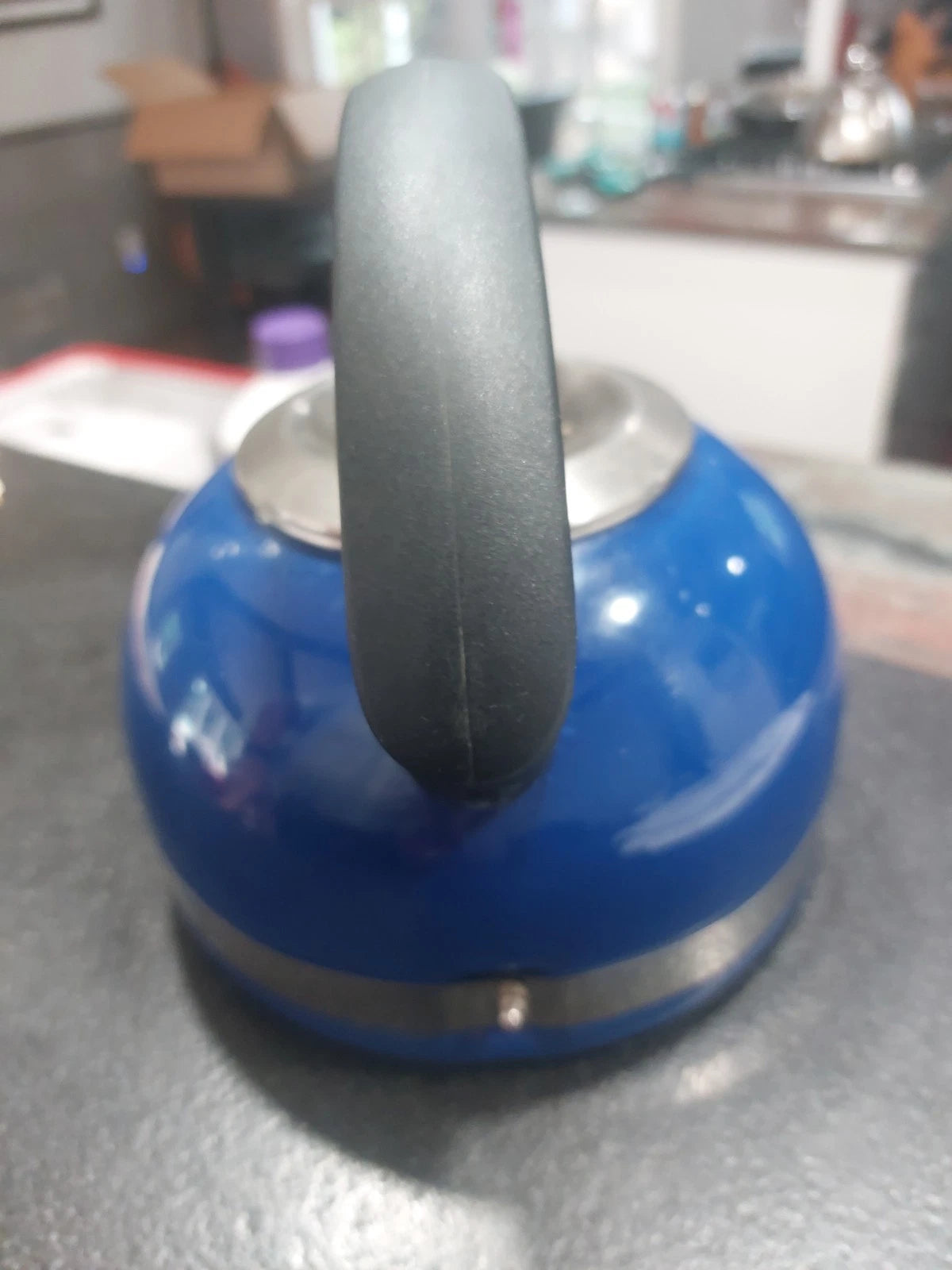 KitchenAid 2 Quart Blue Enamel Whistling Tea Kettle Pot Blue