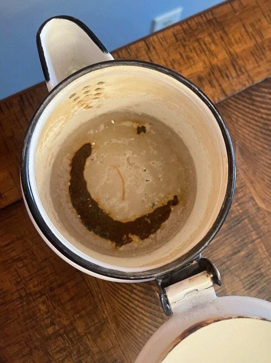 Vintage BERGGREN Enamel Coffee Pot Swedish Rooster Kettle Farm Flowers