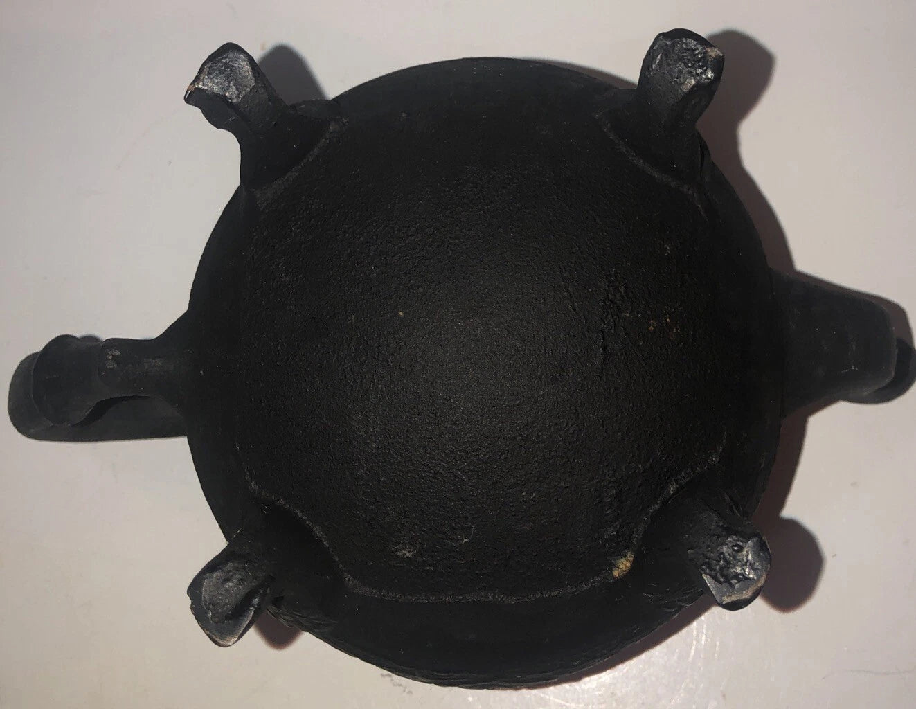 Ornate Vintage Cast Iron/Enamel Moroccan Style Tea Kettle 8" w/strainer basket