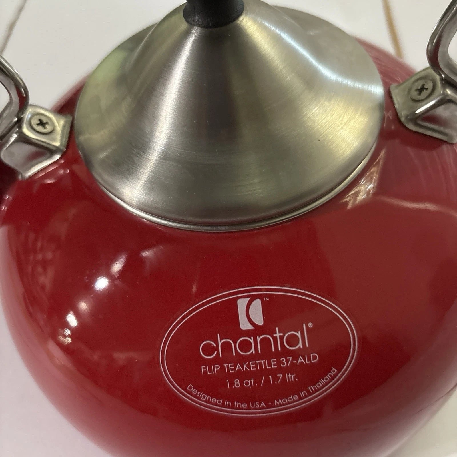 Chantal  Flip Teakettle 37-ALD Red EUC Whistling Vintage Tea Pot Thailand