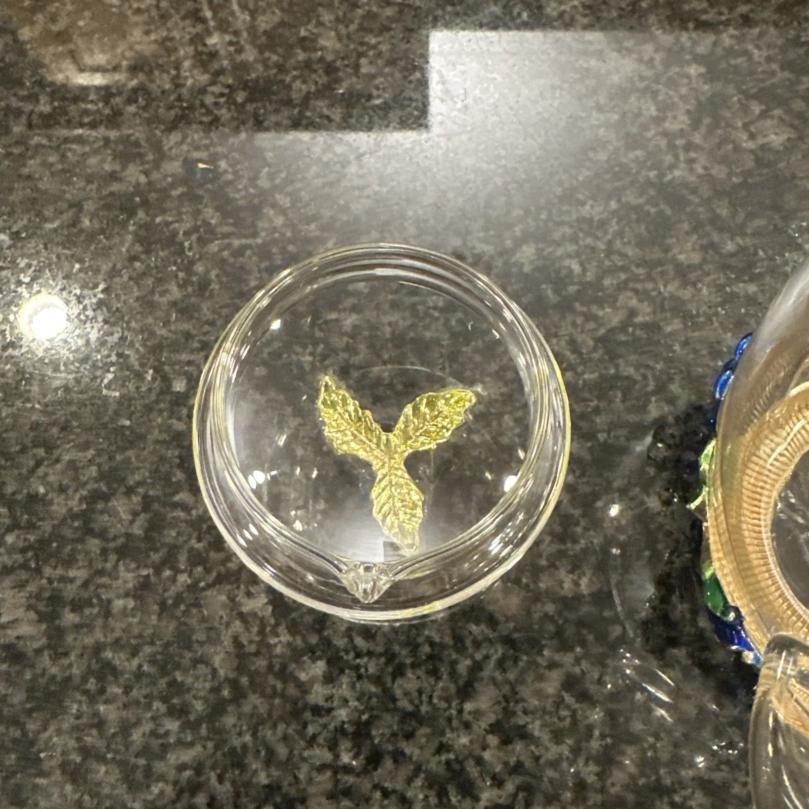 Teffania Teapot Handcrafted Crystal Glass W Blue Roses And Rhinestons 12 OZ