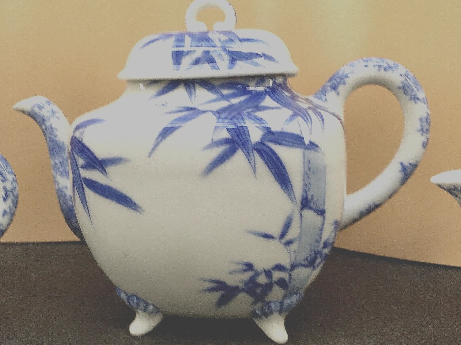 Japanese Meiji Porcelain Tea Set - Teapot, Cream & Sugar Bowls, Signed