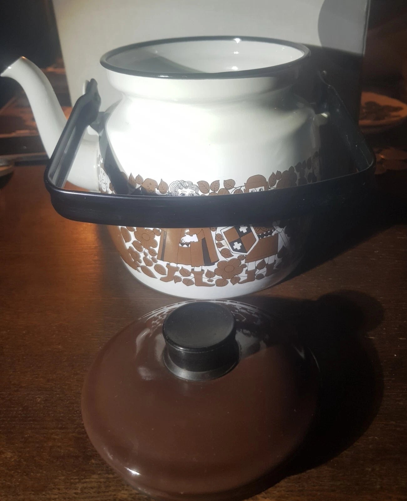 Vintage Arabia Finel Kaj Franck Ritari Medieval Troubadour Enamel Teapot Kettle