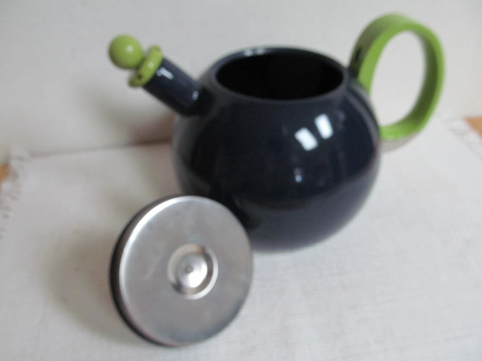 Vintage Copco Eggplant Enamel Whistling Tea Kettle