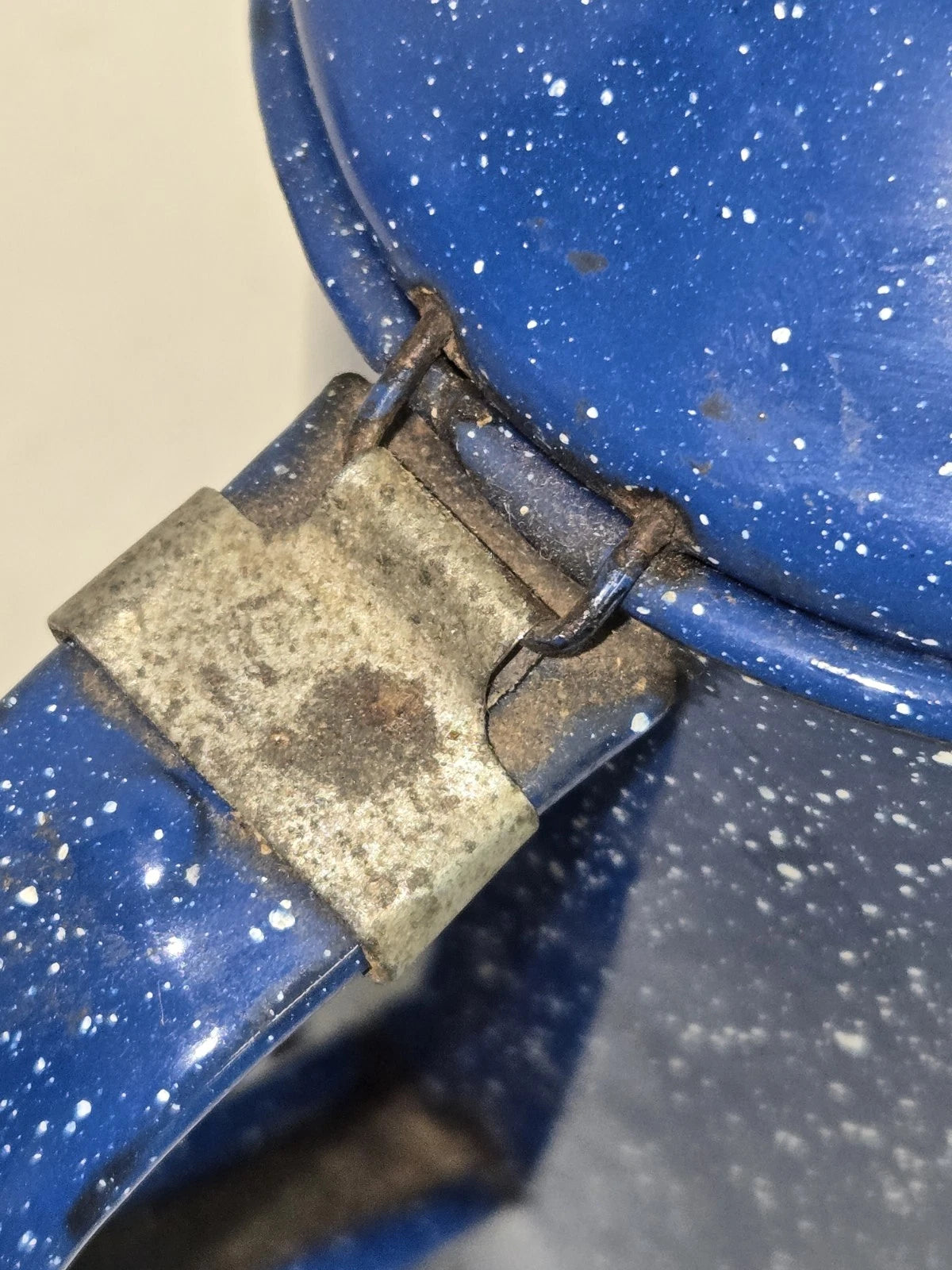 VTG Appropriately Rusted Blue Enamelware Small Camping Tea Coffee Pot