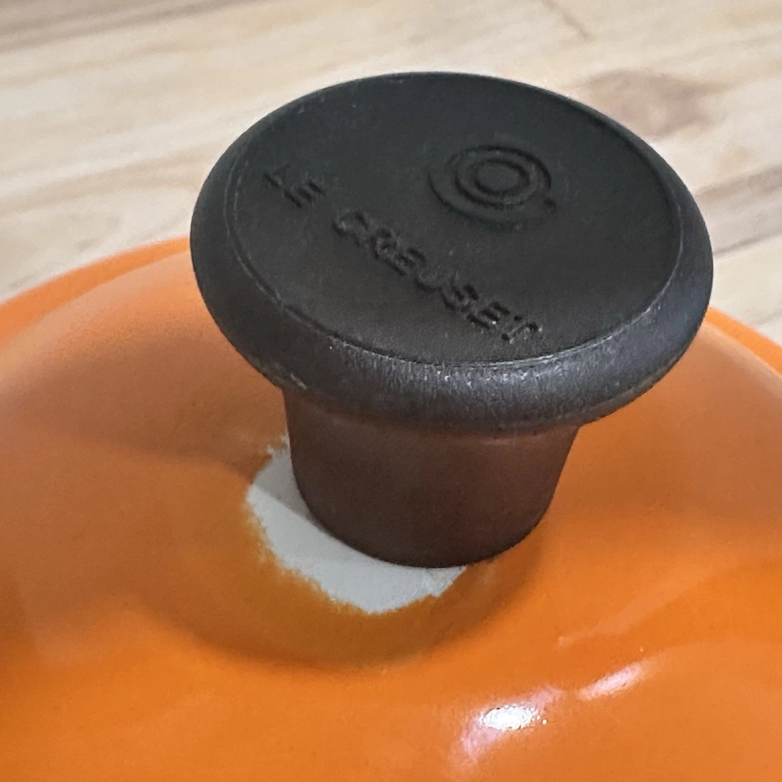 VTG Le Creuset Orange Flame Enamel Whistling Demi Kettle Teapot 1.25 Qt Pls READ