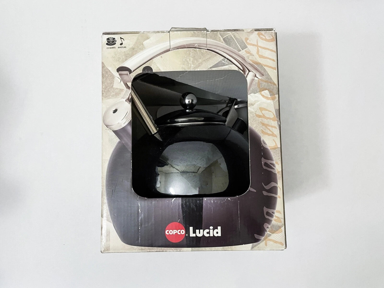 Copco Lucid Black Enamel Steel Teapot Kettle 2.5 Quarts