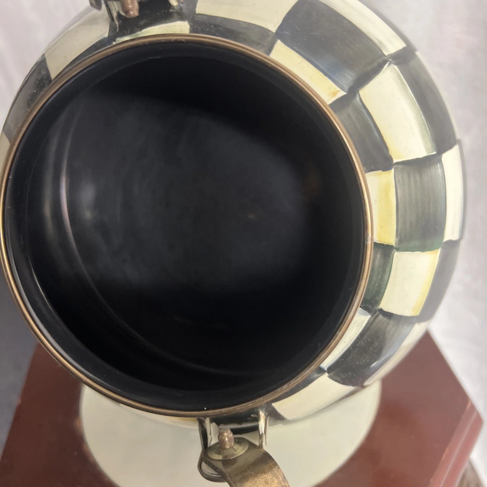 MacKenzie Childs Courtly Check Enamel Tea Pot