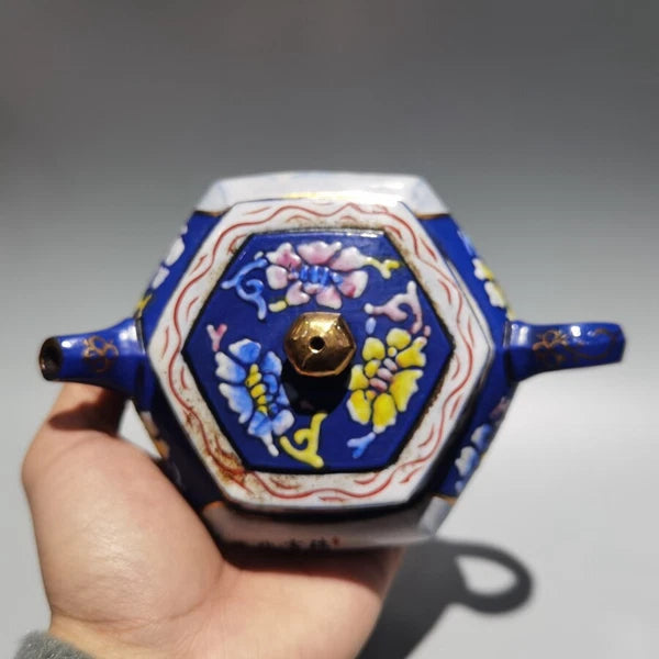 Chinese old Yixing Clay Teapot Painted gold enamel pot Purple sand Teapot 240cc