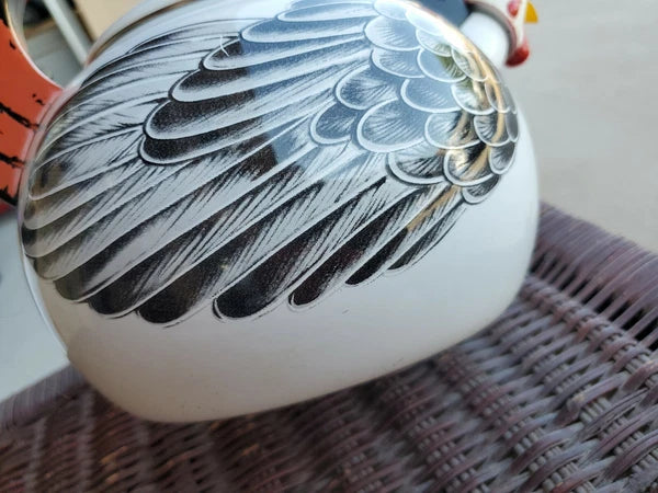 vintage 1986 Kamenstein rooster enamel tea kettle pot