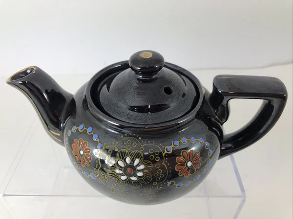 Japan Vintage Ceramic Redware Blue Teapot Glazed and Enamel 12 Ounces VTG