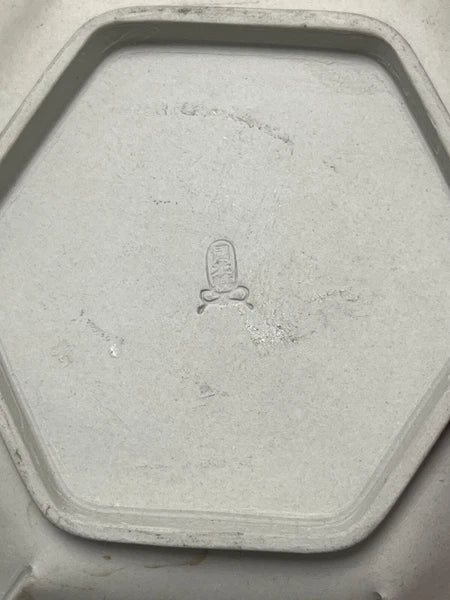 Japanese Banko Ware Plate and Teacup Crane Enamel  Marked