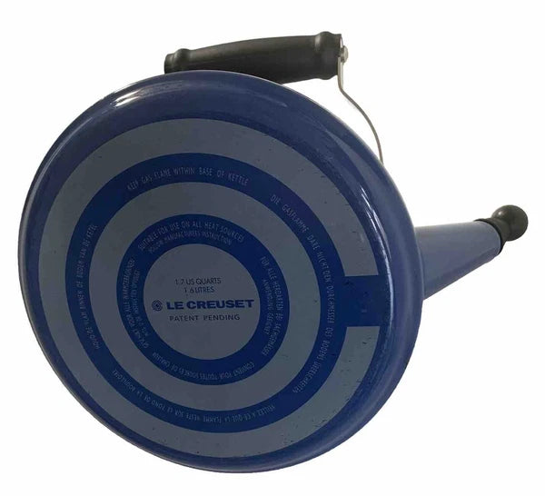 Le Creuset Whistling Tea Kettle Blue 1.6 Liter 1.7 Quart Enamel Steel Small Chip