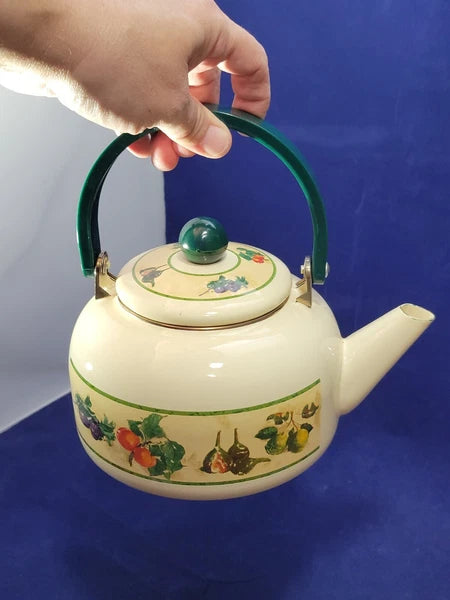 Vintage Enamel Teapot By Tools Of The Trade, Made In Indonesia