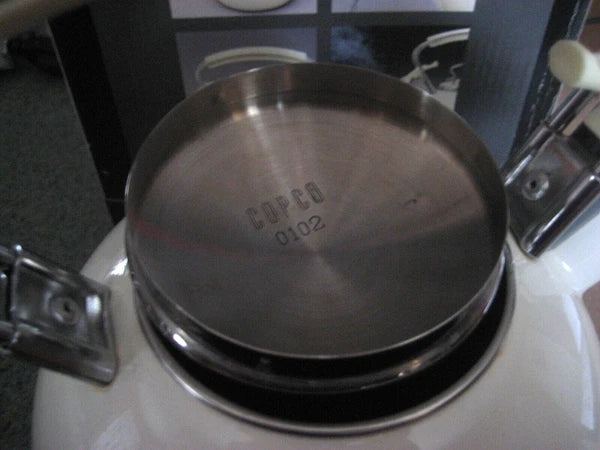 COPCO Linen Color Porcelain Enamel Whistling Tea Kettle 2.5 qt/10 cups/2.4 L