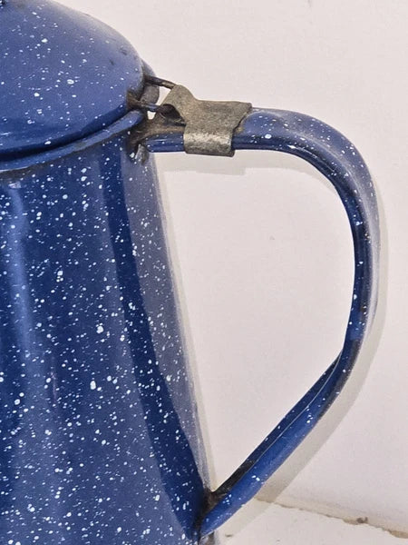 VTG Appropriately Rusted Blue Enamelware Small Camping Tea Coffee Pot