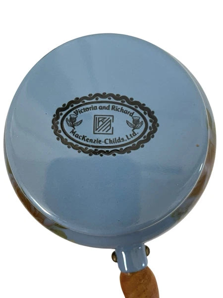 Mackenzie Childs 1983 Victoria Richard Blue Floral Enamel Coffee Tea Pot. No Lid