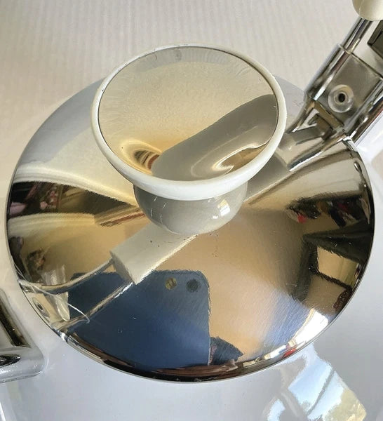 Vintage Copco Tea Kettle Whistling White Enamel Stainless Steel 2004 NEW NOS