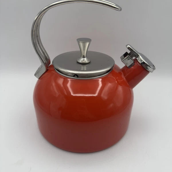 Kate Spade Lenox “All In Good Taste”  Enamel/Steel Whistle Coral Tea Pot