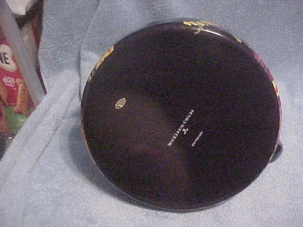 MacKENZIE CHILDS 3 QT BLACK FLOWER MARKET TEA KETTLEMINT