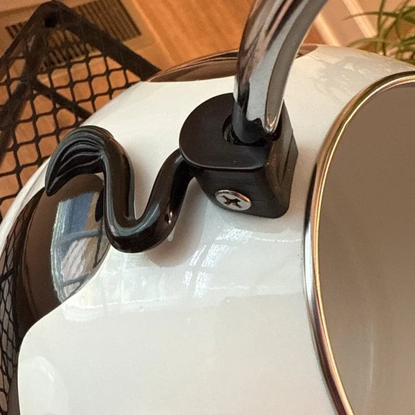 Vintage M Kamenstein Black White Cow Whistling Tea Kettle Teapot