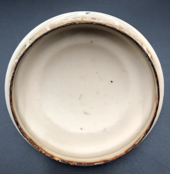 Vintage Enamel Large Tea Kettle, Beige With Red Trim And Red Handle