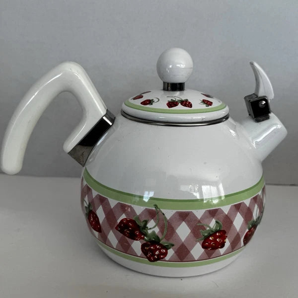 VILLEROY & BOCH Strawberries & Cream Metal Whistler Kettle Teapot 1.5 Qt N180