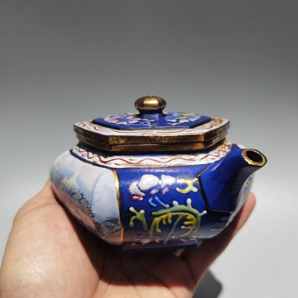 Chinese old Yixing Clay Teapot Painted gold enamel pot Purple sand Teapot 240cc