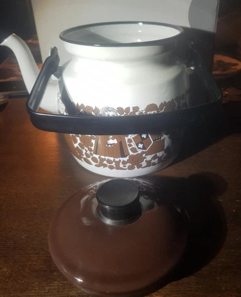 Vintage Arabia Finel Kaj Franck Ritari Medieval Troubadour Enamel Teapot Kettle