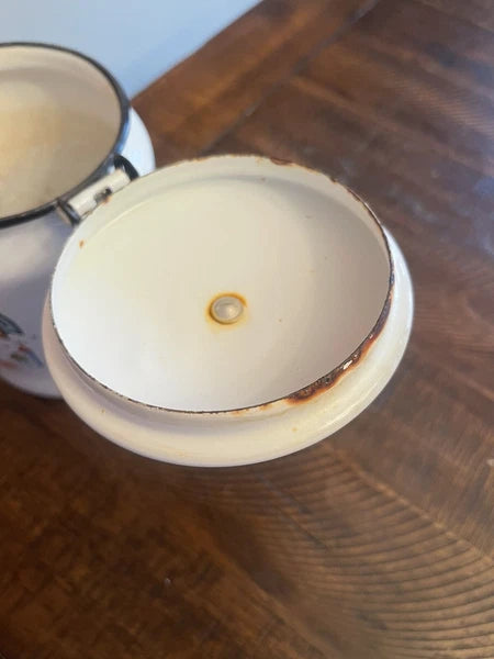 Vintage BERGGREN Enamel Coffee Pot Swedish Rooster Kettle Farm Flowers