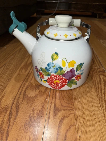 The Pioneer Woman Whistling Tea Kettle 2 Quart Blooming Bouquet Enamel On Steel