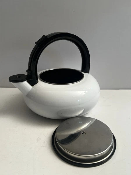 MCM Copco Sam Lebowitz Ultimo 2.5 Qt White Enameled Steel Whistling Tea Kettle