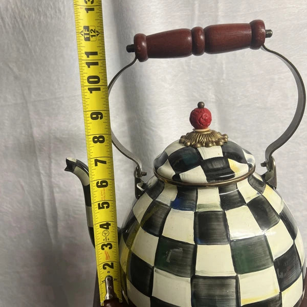 MacKenzie Childs Courtly Check Enamel Tea Pot