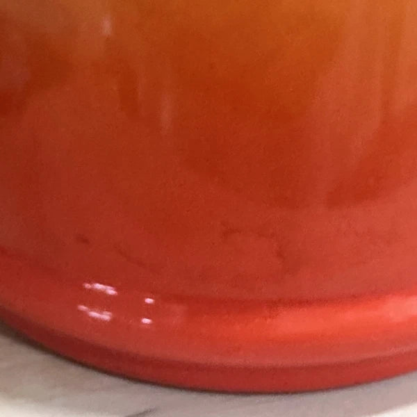 VTG Le Creuset Orange Flame Enamel Whistling Demi Kettle Teapot 1.25 Qt Pls READ