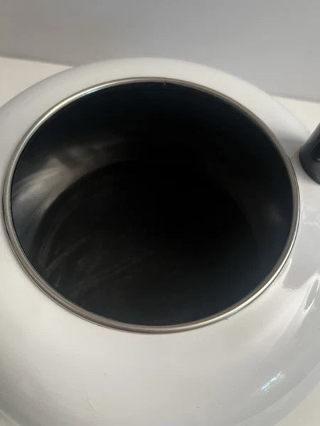 MCM Copco Sam Lebowitz Ultimo 2.5 Qt White Enameled Steel Whistling Tea Kettle