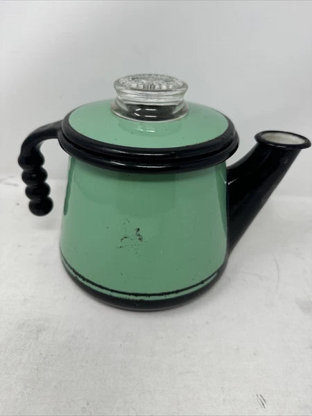Vintage Vollrath Kook King Tea/Coffee Kettle Pot Seafoam Green Aqua