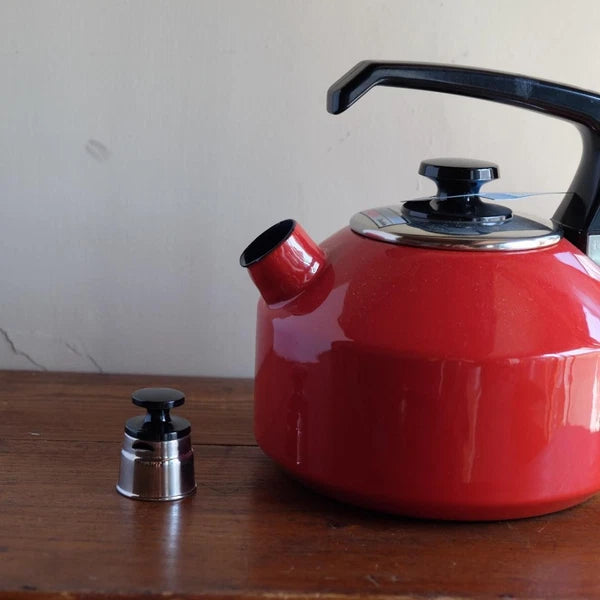 Kettle Ever Ware Enamel 2.5L White Red Detachable Whistle Used