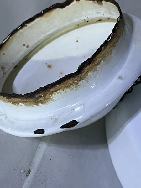 Vintage French Country Enamel tea kettle, "Copenhagen" 1960s Blue White Bistro