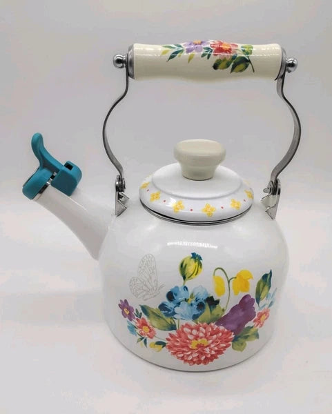 The Pioneer Woman Blooming Floral Bouquet Enamel on Steel 2-Quart Tea Kettle