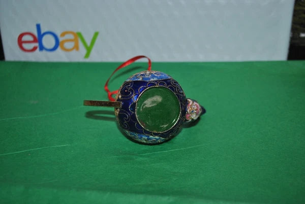 VTG CLOISONNE PRECIOUS  Art TEAPOT Enamel Ornament Cobalt Floral Ornate