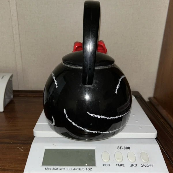 Vintage Ancona Kitty Cat Bow Tea Kettle Teapot 90s Black And White