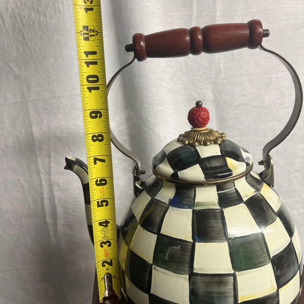 MacKenzie Childs Courtly Check Enamel Tea Pot